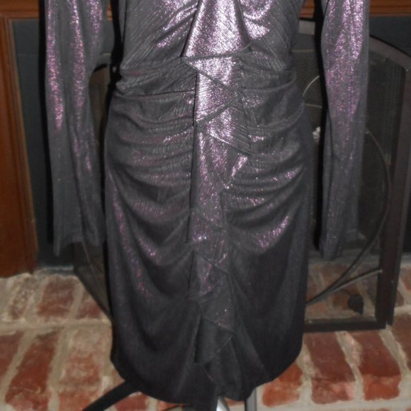 NWT Sam Edelman Purple metallic ruffle dress, 6 - Picture 6 of 14